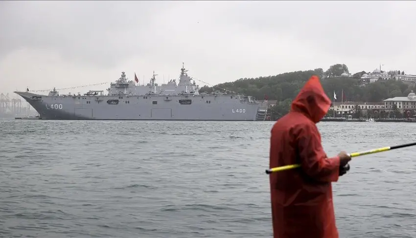 الدفاع التركية تنشر مشاهد جوية لسفينة تي سي جي أناضول