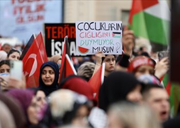 غزة تموت.. مئات الأتراك يتظاهرون في بورصا نصرة لفلسطين