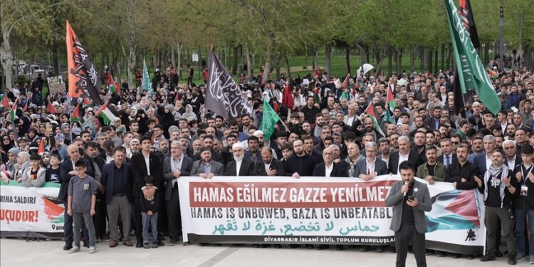 دياربكر التركية.. عشرات المتظاهرين ينددون بالإبادة الإسرائيلية في غزة